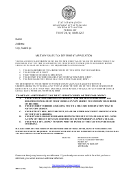 Form MD-1 Military Sales Tax Deferment Application - New Jersey