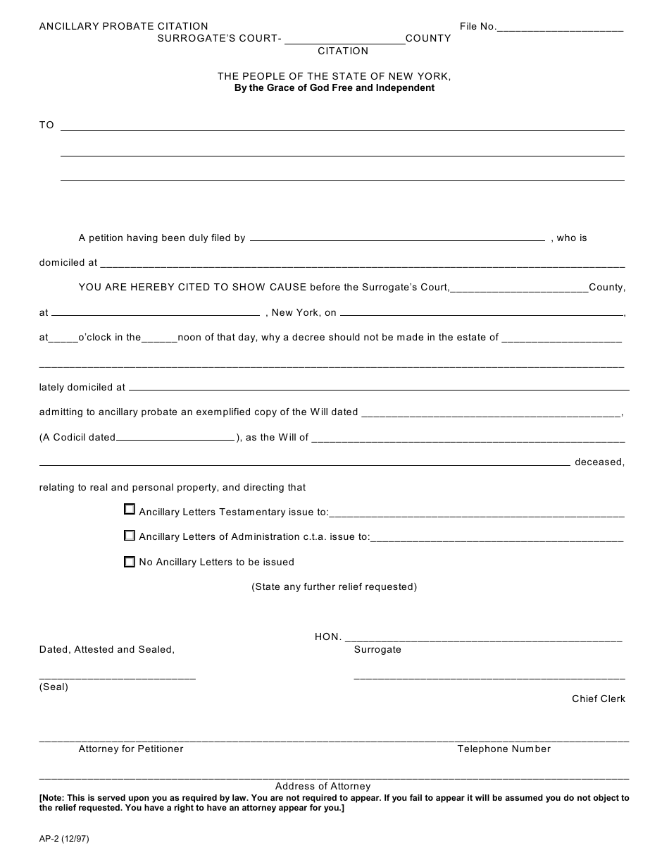 Form AP-1 - Fill Out, Sign Online and Download Fillable PDF, New York ...