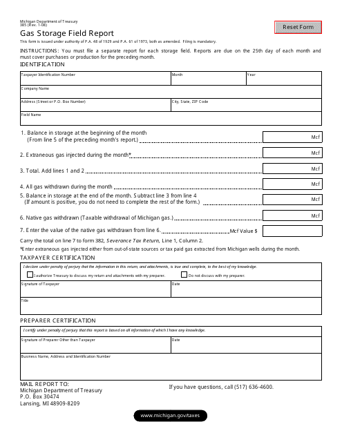 Form 385  Printable Pdf