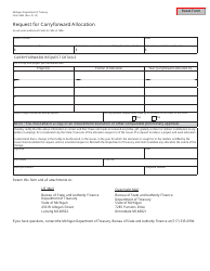 Document preview: Form 4463 Request for Carryforward Allocation - Michigan