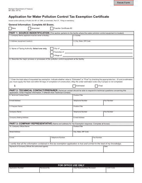 Form 891  Printable Pdf