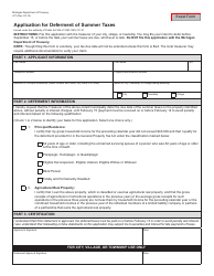 Form 471 &quot;Application for Deferment of Summer Taxes&quot; - Michigan