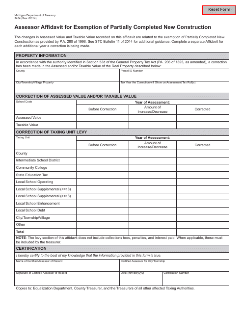 Form 3434  Printable Pdf
