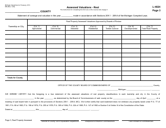 Form 608 (L-4024) Report of Equalization - Michigan, Page 3