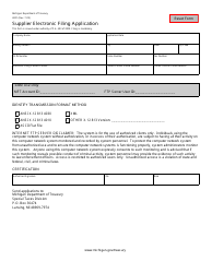 Document preview: Form 4001 Supplier Electronic Filing Application - Michigan