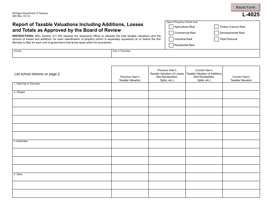 Form 609 (L-4025) - Fill Out, Sign Online and Download Fillable PDF ...