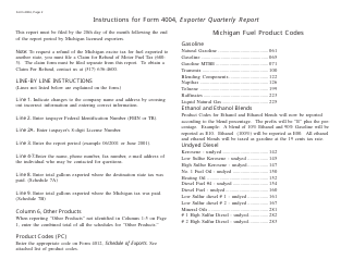 Form 4004 (500-EXP) Exporter Quarterly Report - Michigan, Page 2