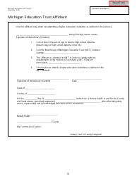 Document preview: Form 4016 Michigan Education Trust Affidavit - Michigan