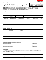 Form 1435 Application for State Treasurer&#039;s Approval to Issue Short-Term Municipal Securities - Michigan