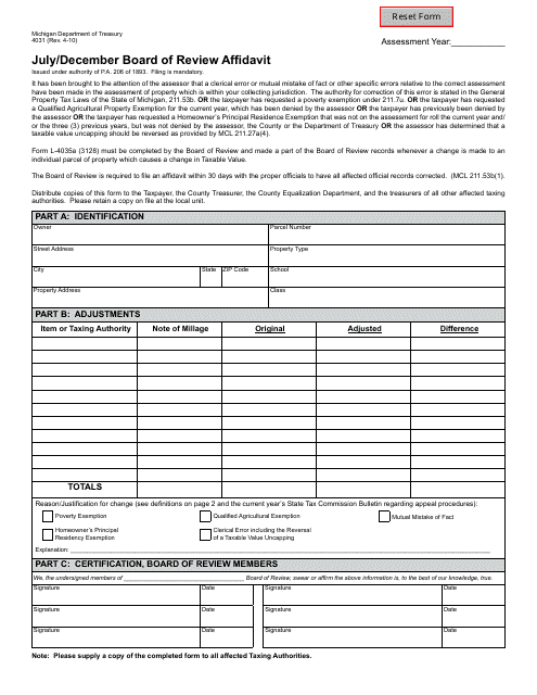 Form 4031  Printable Pdf