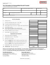 Form 1989 Tax Calculation for Nonqualified Aircraft Transfer - Michigan