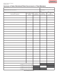 Form 3593 Summary of Sales Worksheet/Tribal Government or Tribal Members - Michigan