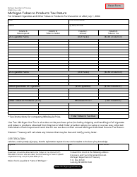 Form 4096B Michigan Tobacco Products Tax Return - Michigan