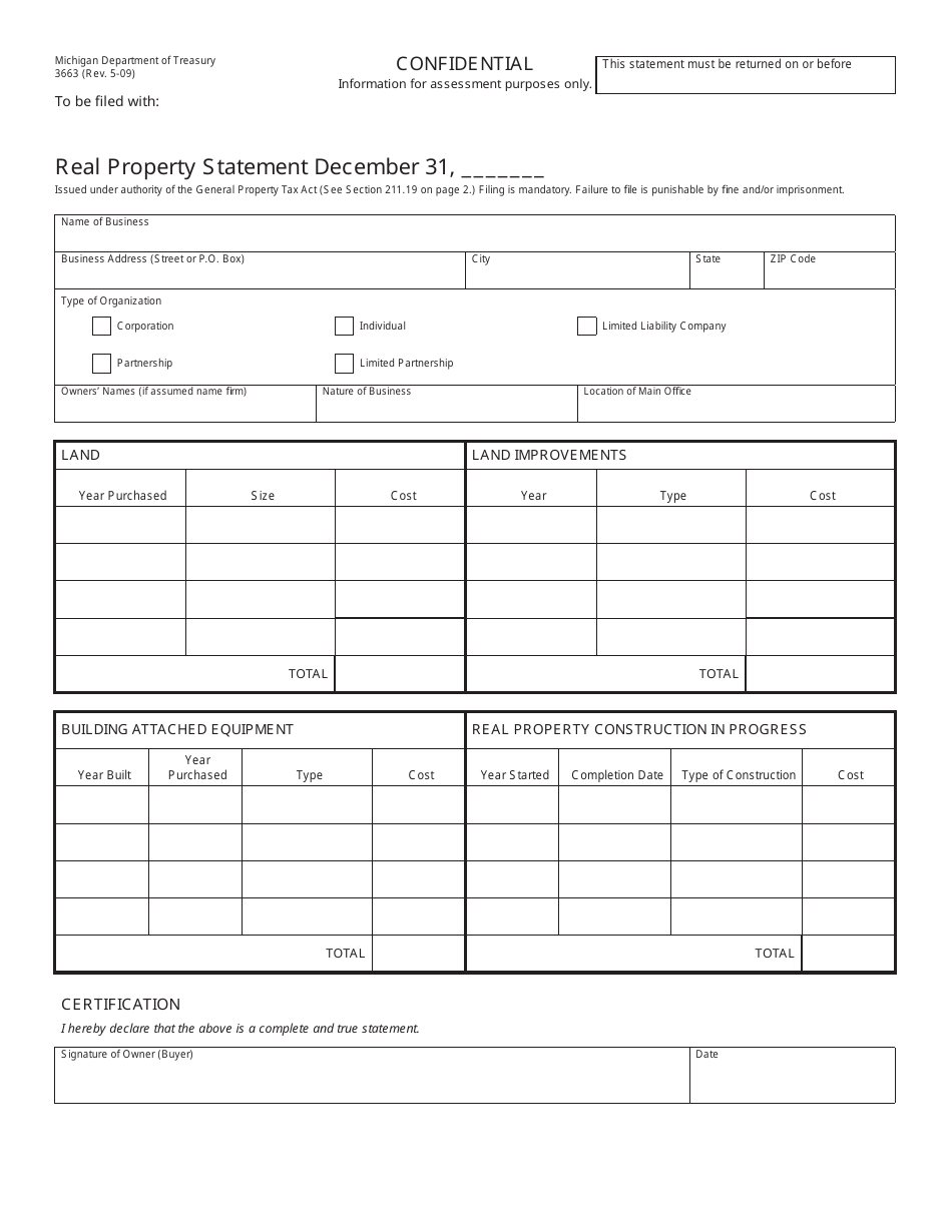 Form 3663 Fill Out Sign Online And Download Printable Pdf Michigan