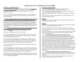 Form 3669 Schedule K Cigarettes and &quot;roll-Your-Own&quot; (Ryo) Tobacco Products Acquired From Non-participating Manufacturers Including Importers on Record (Npm&#039;s) - Michigan, Page 2