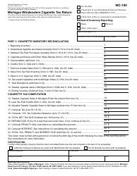 Form 4179 (WC-100) Michigan Wholesalers Cigarette Tax Return - Michigan