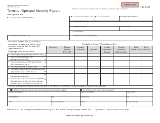 Form 3716 (100-TOR) Terminal Operator Monthly Report - Michigan