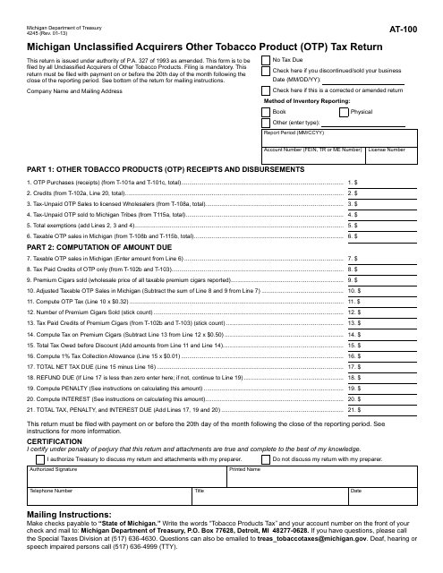Form 4245 (AT-100)  Printable Pdf