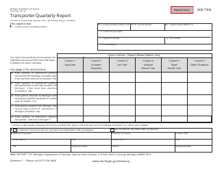 Document preview: Form 3724 (800-TNR) Transporter Quarterly Report - Michigan