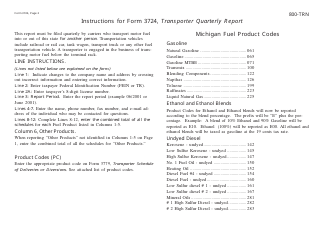 Form 3724 (800-TNR) Transporter Quarterly Report - Michigan, Page 2