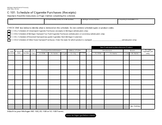Document preview: Form 4247 Schedule C-101 Schedule of Cigarette Purchases (Receipts) - Michigan
