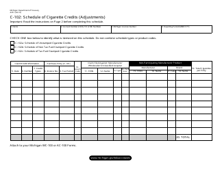 Document preview: Form 4251 Schedule C-102 Schedule of Cigarette Credits (Adjustments) - Michigan