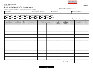 Document preview: Form 3749 (402-XD) Importer Schedule of Disbursements - Michigan
