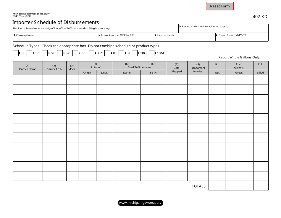 Form 3749 (402-XD) - Fill Out, Sign Online and Download Fillable PDF ...