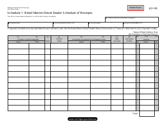 Form 3767 (621-DR) Schedule 1 Retail Marine Diesel Dealer Schedule of Receipts - Michigan