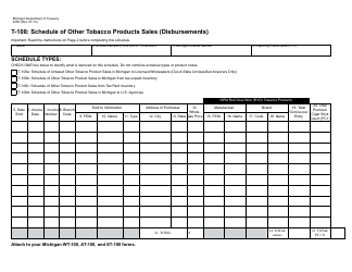 Document preview: Form 4256 Schedule T-108 Schedule of Other Tobacco Products Sales (Disbursements) - Michigan