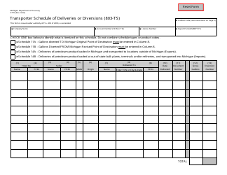 Document preview: Form 3779 Schedule 803-TS Transporter Schedule of Deliveries or Diversions - Michigan