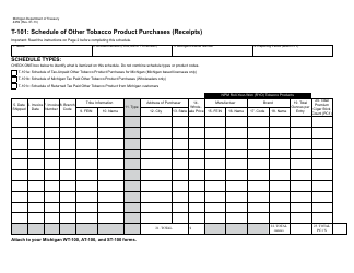 Document preview: Form 4259 (T-101) Schedule of Other Tobacco Product Purchases (Receipts) - Michigan