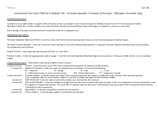 Form 3780 (101-TR) Schedule 15A Terminal Operator Schedule of Receipts - Michigan Terminals Only - Michigan, Page 2