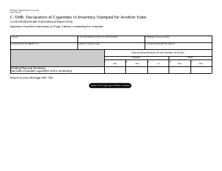 Document preview: Form 4261 Schedule C-104B Declaration of Cigarettes in Inventory Stamped for Another State - Michigan