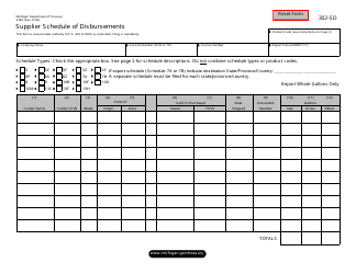 Document preview: Form 3784 (302-SD) Supplier Schedule of Disbursements - Michigan