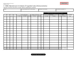 Form 4345 Schedule C-108M Manufacturer Schedule of Cigarette Sales (Disbursements) - Michigan