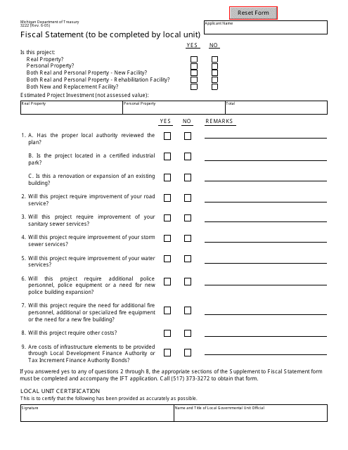 Form 3222  Printable Pdf