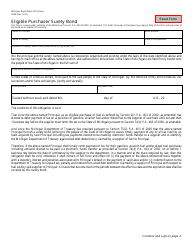 Document preview: Form 3859 Eligible Purchaser Surety Bond - Michigan
