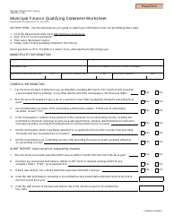 Form 3883 Municipal Finance Qualifying Statement Worksheet - Michigan