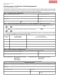 Document preview: Form 5115 Stamping Agent Certification of Existing Equipment - Michigan