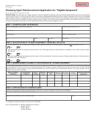 Document preview: Form 5171 Stamping Agent Reimbursement Application for "eligible Equipment" - Michigan