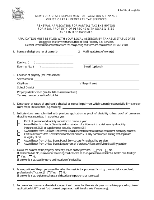 Form RP-459-C-RNW  Printable Pdf