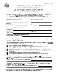 Form RP-459-C-RNW Renewal Application for Partial Tax Exemption for Real Property of Persons With Disabilities and Limited Incomes - New York