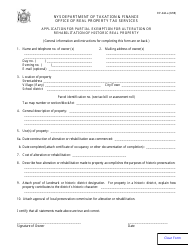 Form RP-444-A Application for Partial Exemption for Alteration or Rehabilitation of Historic Real Property - New York