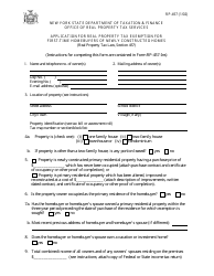 Form RP-457 &quot;Application for Real Property Tax Exemption for First-Time Homebuyers of Newly Constructed Homes&quot; - New York