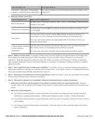 TTB Form 5200.16 &quot;Application for Amended Permit to Manufacture Tobacco Products or Processed Tobacco or to Operate an Export Warehouse&quot;, Page 5