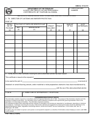 TTB Form 5100.4 &quot;Certificate of Taxpaid Alcohol&quot;