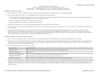 TTB Form 5220.4 &quot;Report - Proprietor of Export Warehouse&quot;