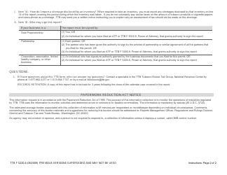 TTB Form 5220.4 &quot;Report - Proprietor of Export Warehouse&quot;, Page 2