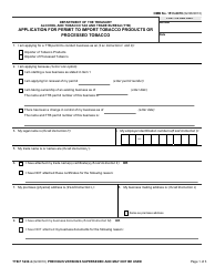 TTB Form 5230.4 &quot;Application for Permit to Import Tobacco Products or Processed Tobacco&quot;